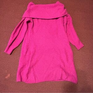 H&M Vibrant Pink Off-Shoulder Sweater Dress